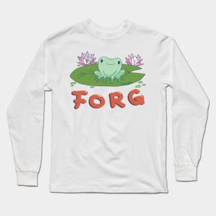 FORG - little frog on a lily pad, chilling Long Sleeve T-Shirt